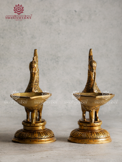 Decorative Peacock Deepa Lamp Set