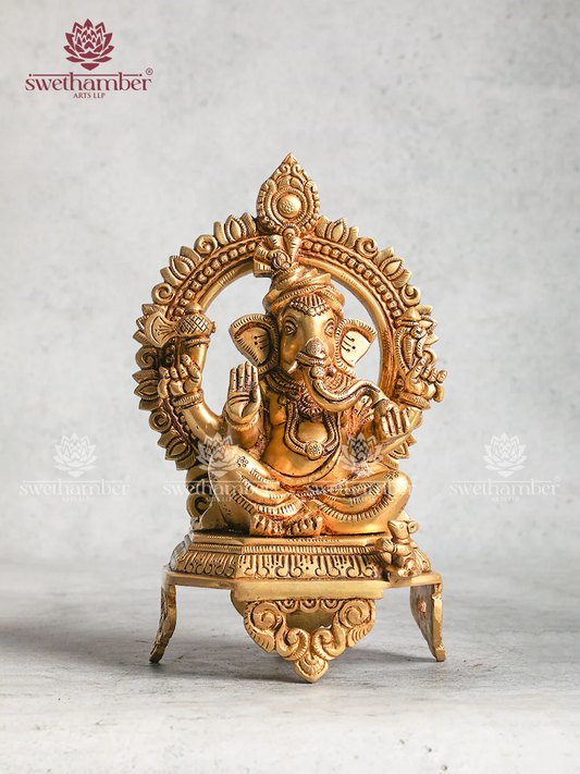 Brass Ganesh Idol With Decorative Arch