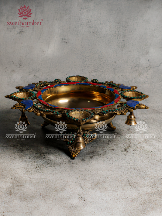 Decorative Deepak Urli with Bells for Entrance & Pooja