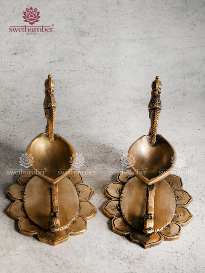 Brass Small Parrot Lamp – Traditional Oil Deepa for Pooja