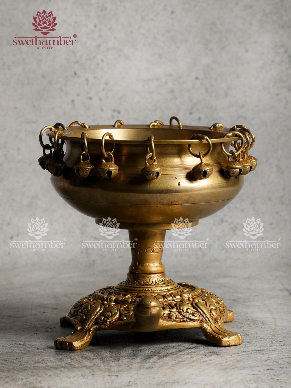Brass Urli on Tortoise | Handcrafted Vastu Decorative Urli