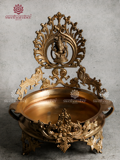 Decorative Bronze Ganesha Urli Bowl for Home & Temple Use