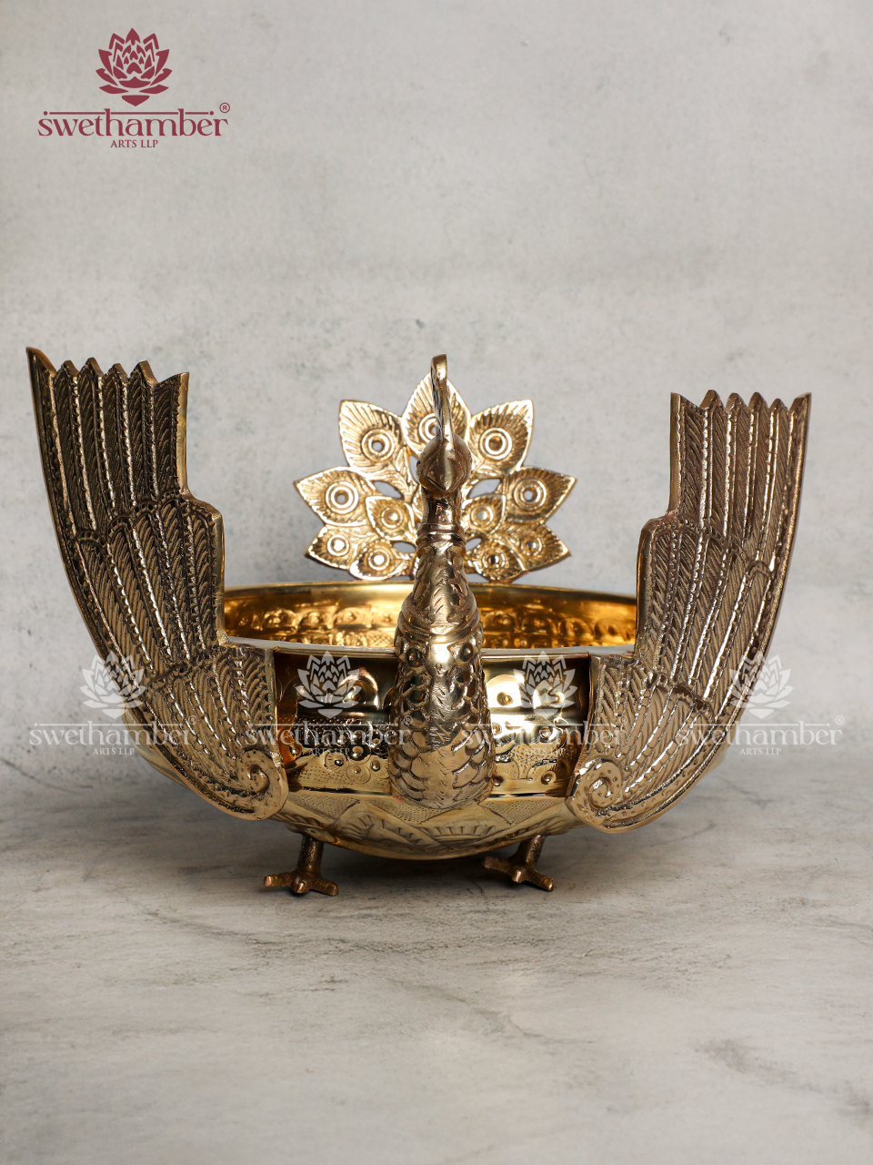 Handcrafted Brass Peacock Urli for Pooja & Flower Decoration