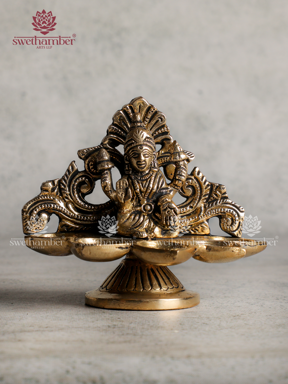 Small Brass Deepa with Laxmi – Mini Oil Lamp for Pooja & Home Décor
