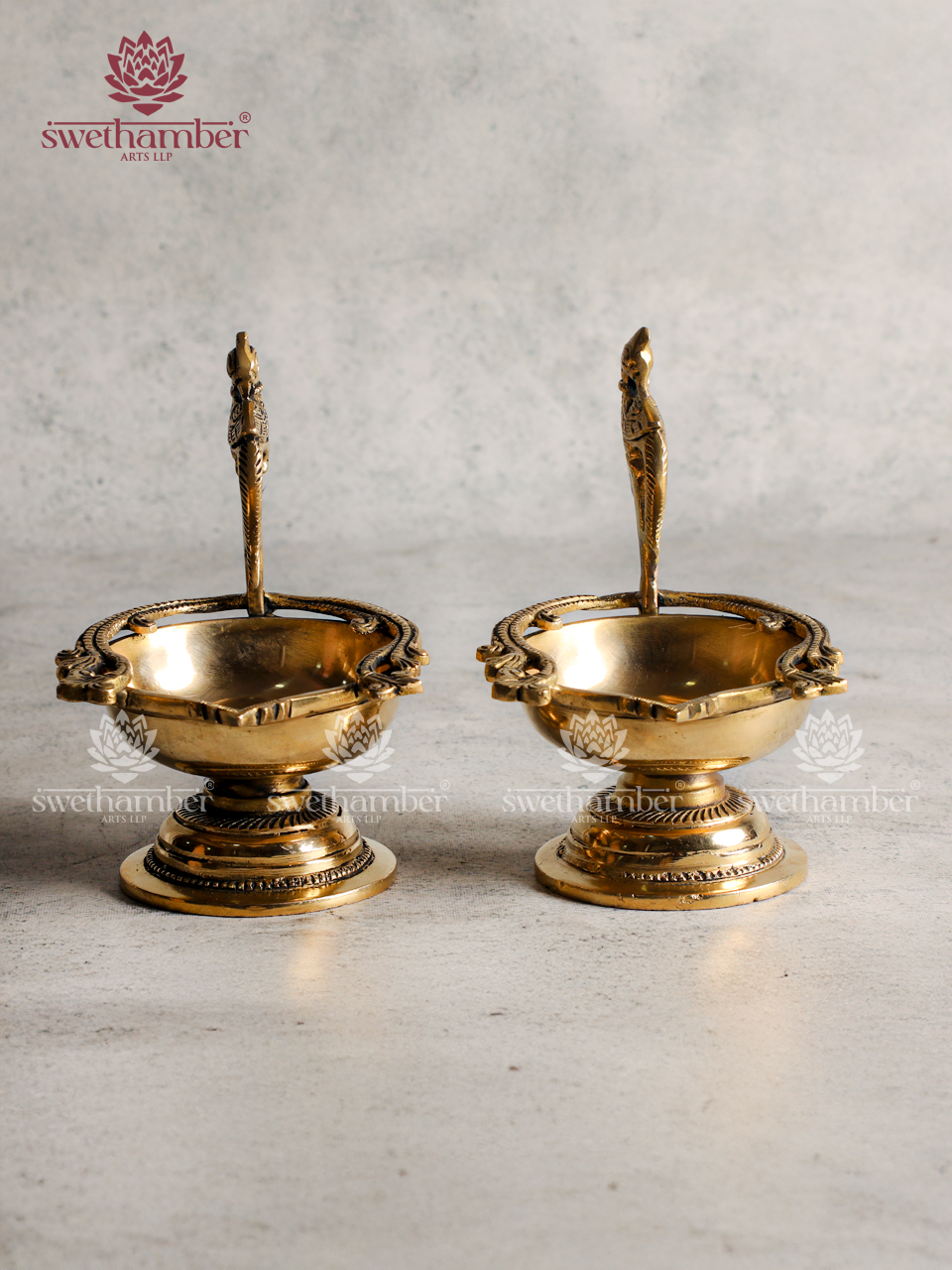 Brass Parrot Oil Deepa set for Pooja