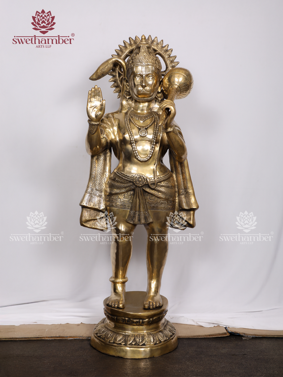 Standing Large Hanuman Statue | Lord Hanuman Brass Idol for Temple, Entrance & Pooja