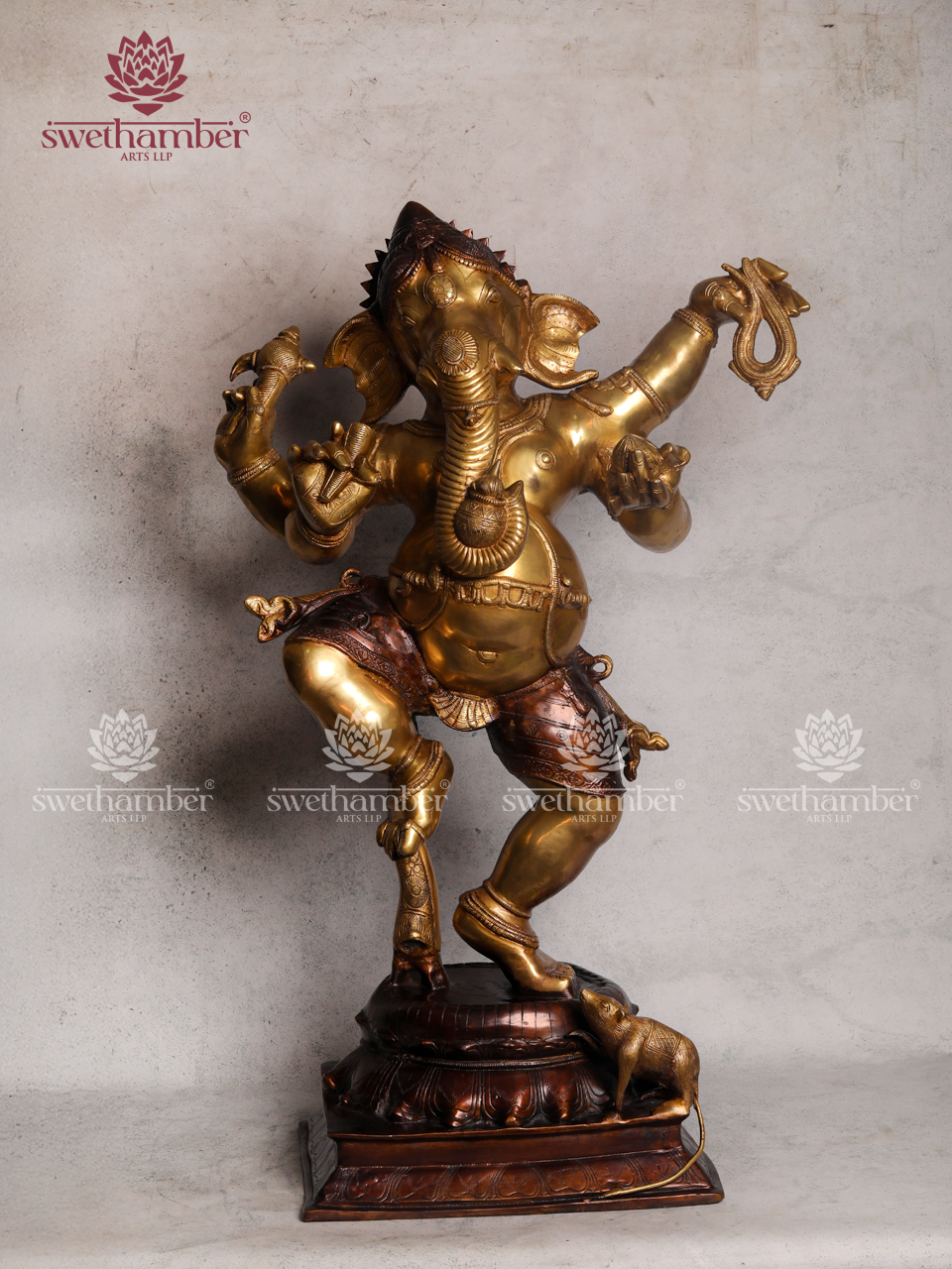 Lord Ganesha Brass Dancing Idol (Four-Armed Form)
