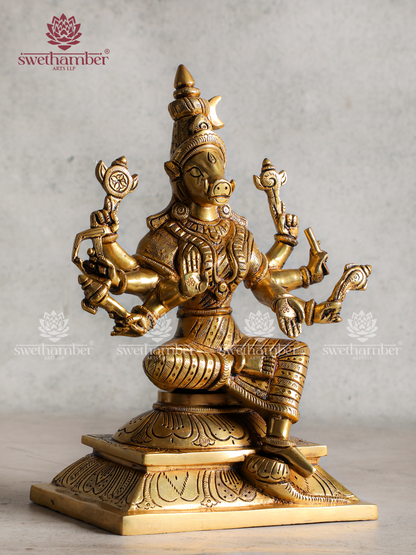 Traditional Brass Varahi Amman Statue – Religious Gift