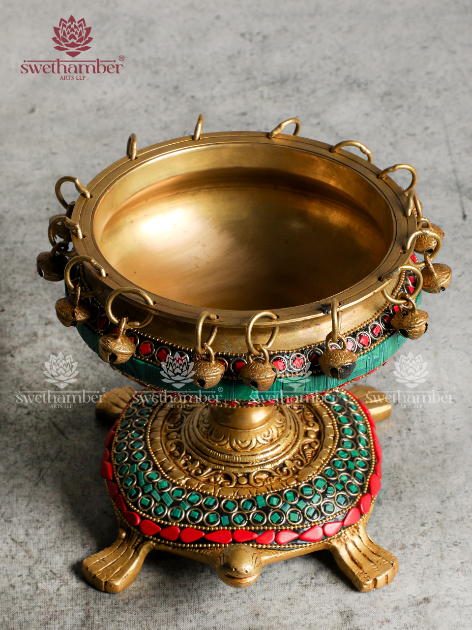 Brass Decorative Urli with Tortoise Stand | Prosperity & Vastu Décor