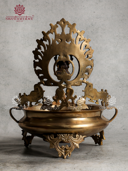 Decorative Bronze Ganesha Urli Bowl for Home & Temple Use
