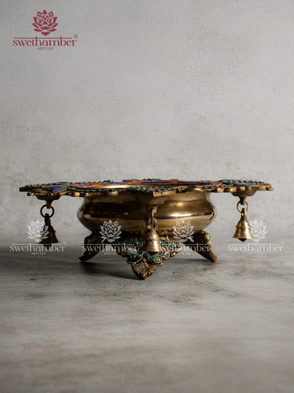 Decorative Deepak Urli with Bells for Entrance & Pooja