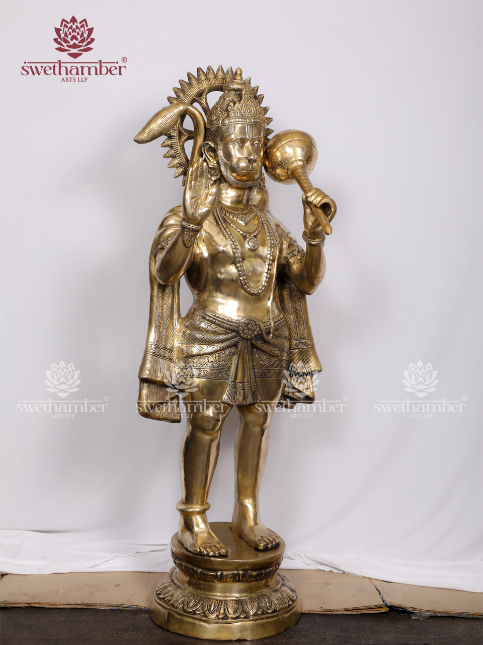 Standing Large Hanuman Statue | Lord Hanuman Brass Idol for Temple, Entrance & Pooja