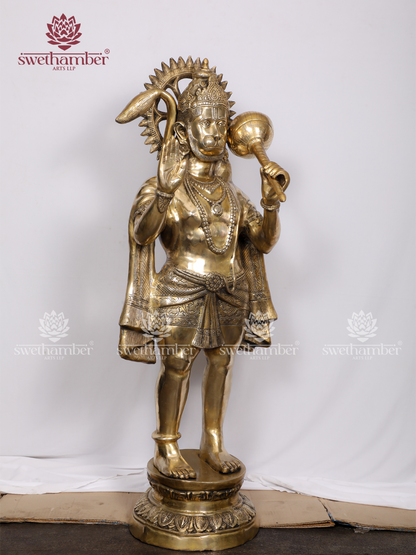 Standing Large Hanuman Statue | Lord Hanuman Brass Idol for Temple, Entrance & Pooja