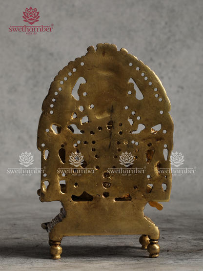 Brass Ganesha Idol with Decorative Arch for Pooja