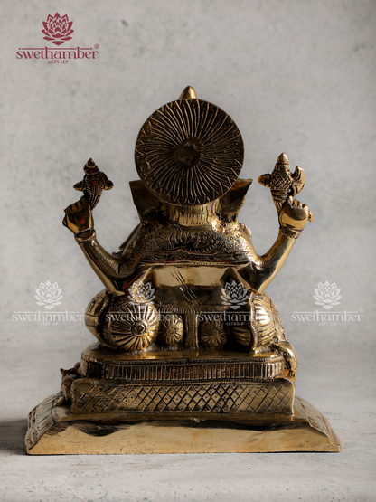 Sitting Ganesha Brass Idol (Ek Pada Pose)