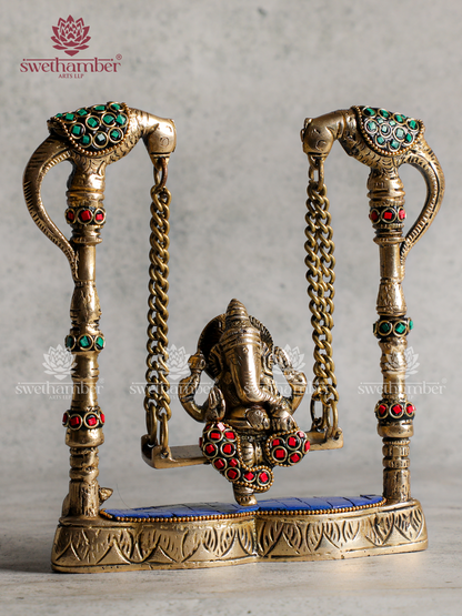 Brass Ganesha on Jhula Idol