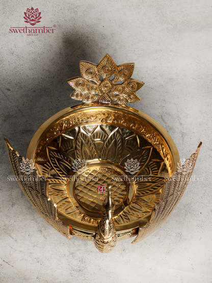 Handcrafted Brass Peacock Urli for Pooja & Flower Decoration