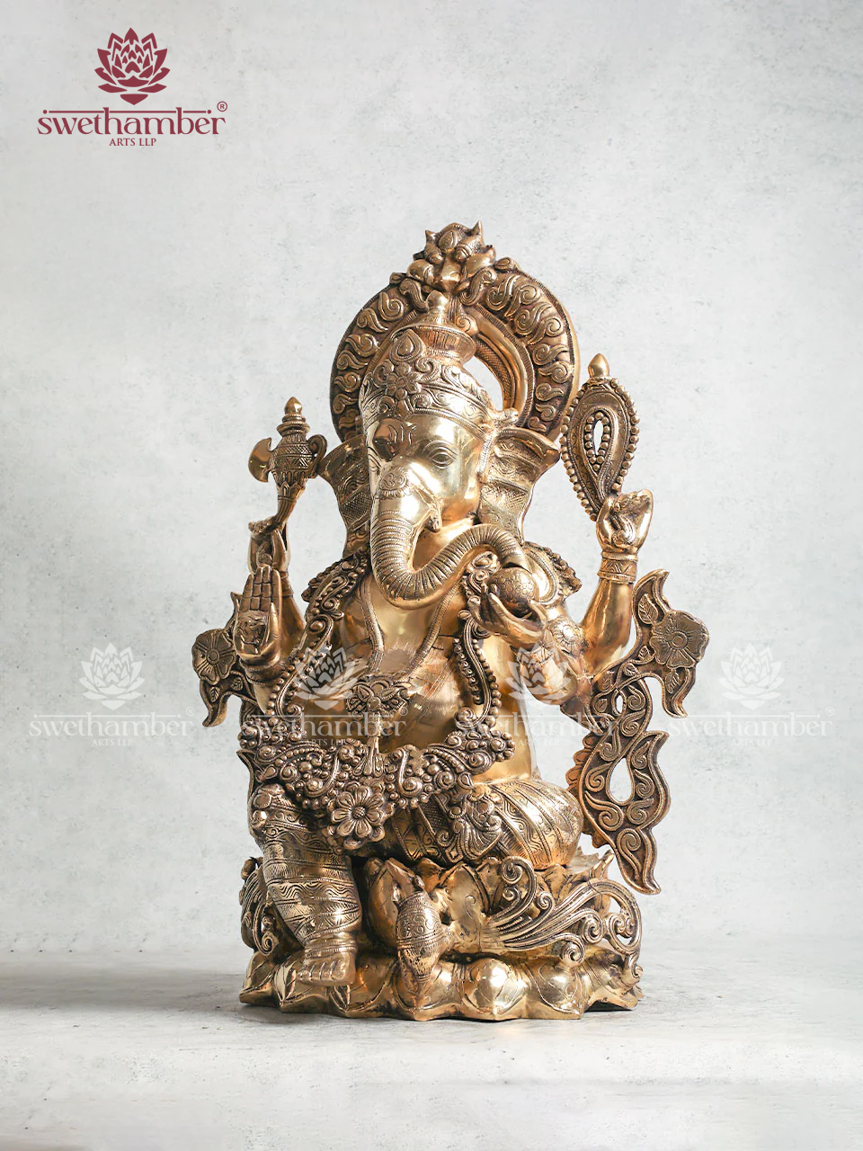 Decorative Brass Lotus Ganesha