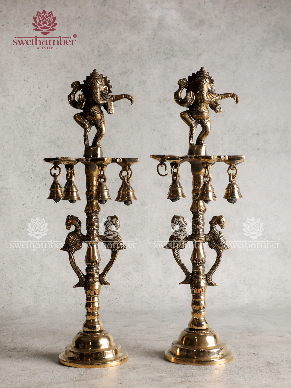 Brass Dancing Ganesha Lamp Set| Nritya Ganapati Deepa for Home Pooja, Vastu & Decor