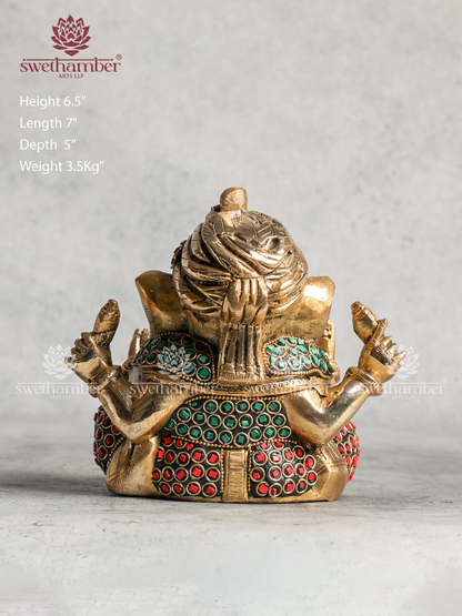 Unique Pagadi Brass Ganesha Statue