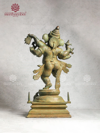 Brass Energetic Dancing Ganesha Sculpture Large Statue