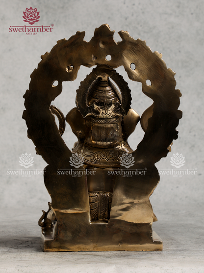 Spiritual Padmasana Ganesha Statue With Arch for Pooja & Gifting