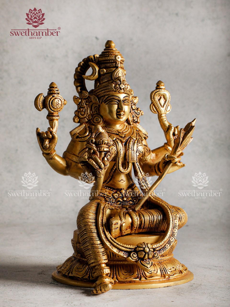 Brass Lalitha Devi Idol | Handcrafted Goddess Tripura Sundari Statue