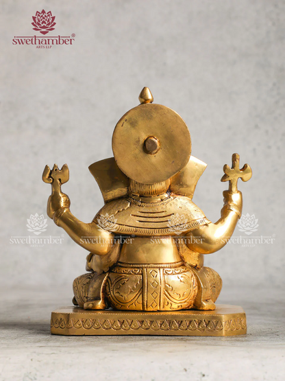 BRASS SITTING GANESHA SEATED IN PADMASANA