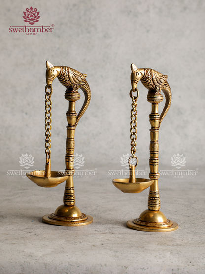 Brass Parrot Deepa Pair
