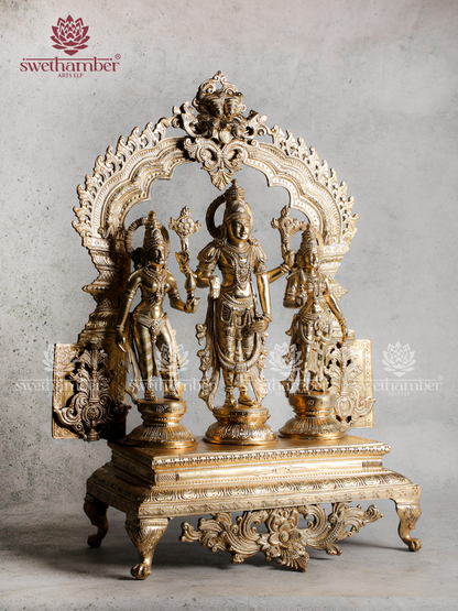 Bronze Balaji Idol with Sridevi & Bhudevi | Lord Venkateswara Murti