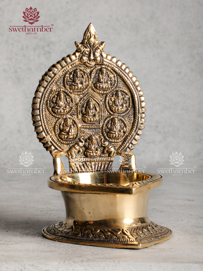 Brass Ashtalakshmi Deepa | 8 Lakshmi Oil Lamp for Wealth, Prosperity & Vastu
