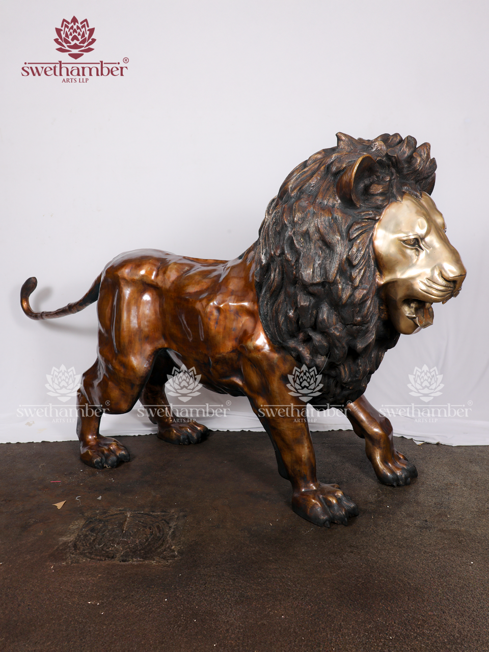 Large Standing Lion Statue | Majestic Lion Sculpture for Entrance, Décor & Vastu