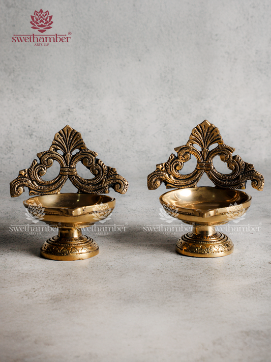 Brass Small Design Deepa Set