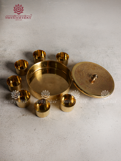 Traditional Brass Masala Box with Lid – Indian Spice Storage Box