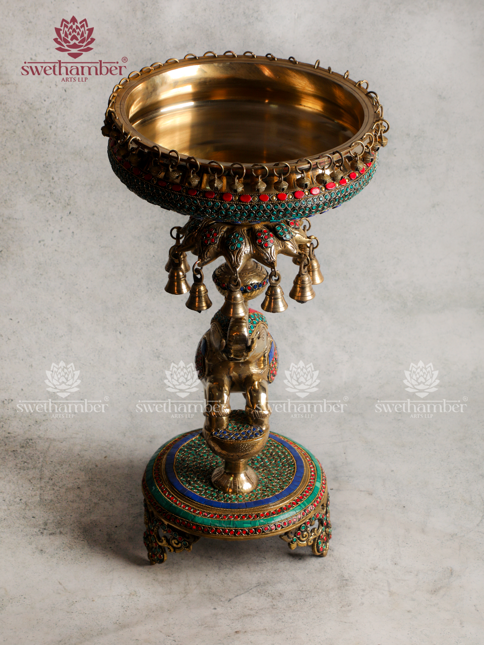 Brass Urli on Elephant – Elegant Traditional Decor Piece