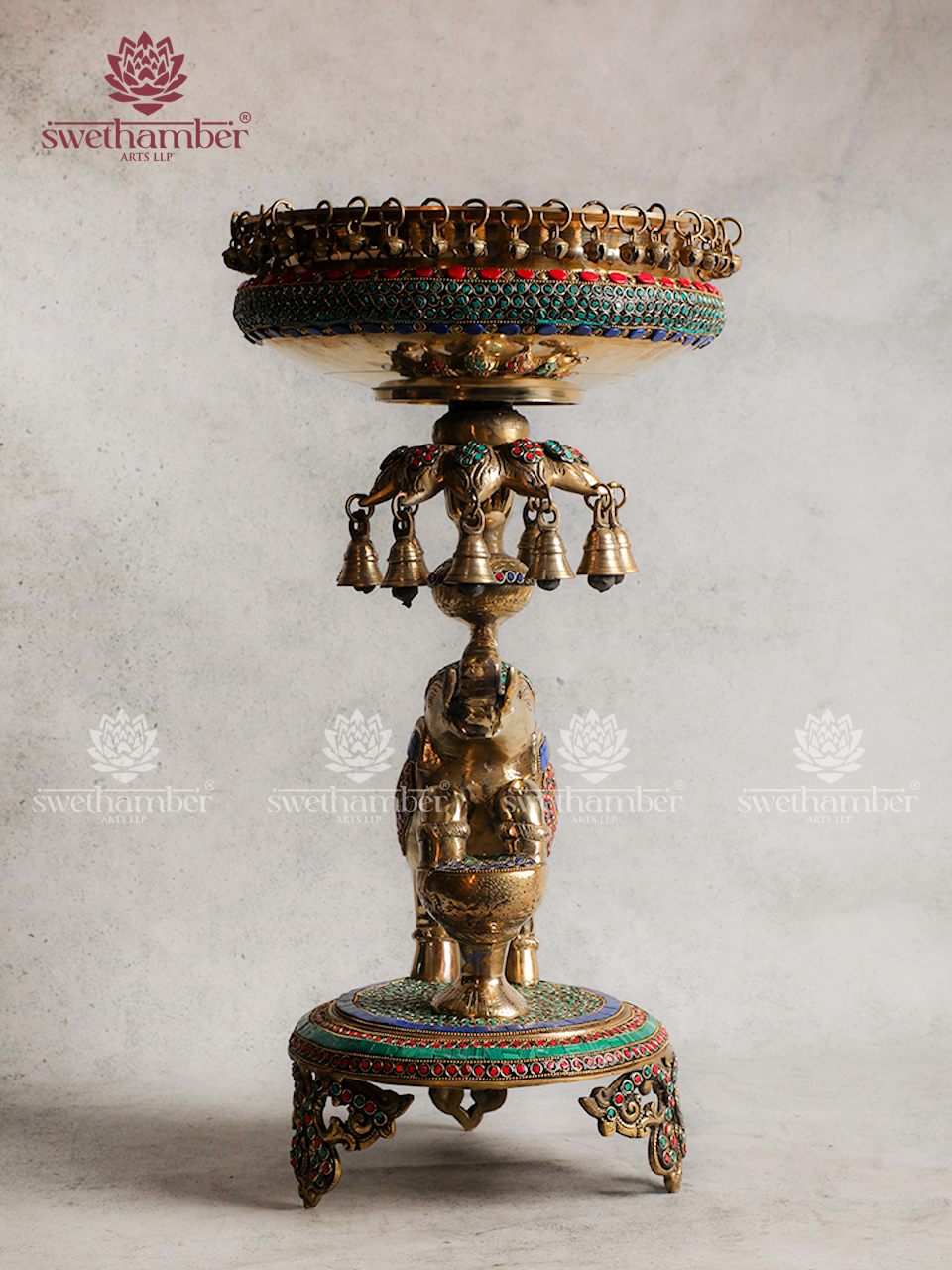 Brass Urli on Elephant – Elegant Traditional Decor Piece