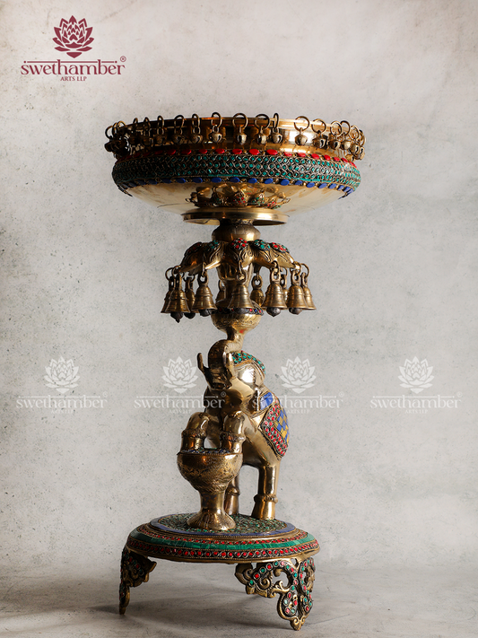 Brass Urli on Elephant – Elegant Traditional Decor Piece
