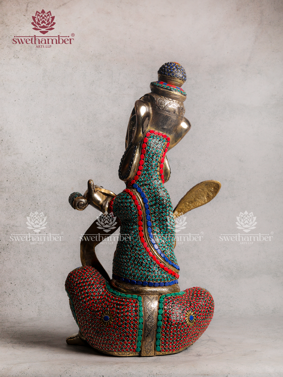 Brass Modern Ganesha Writing Statue