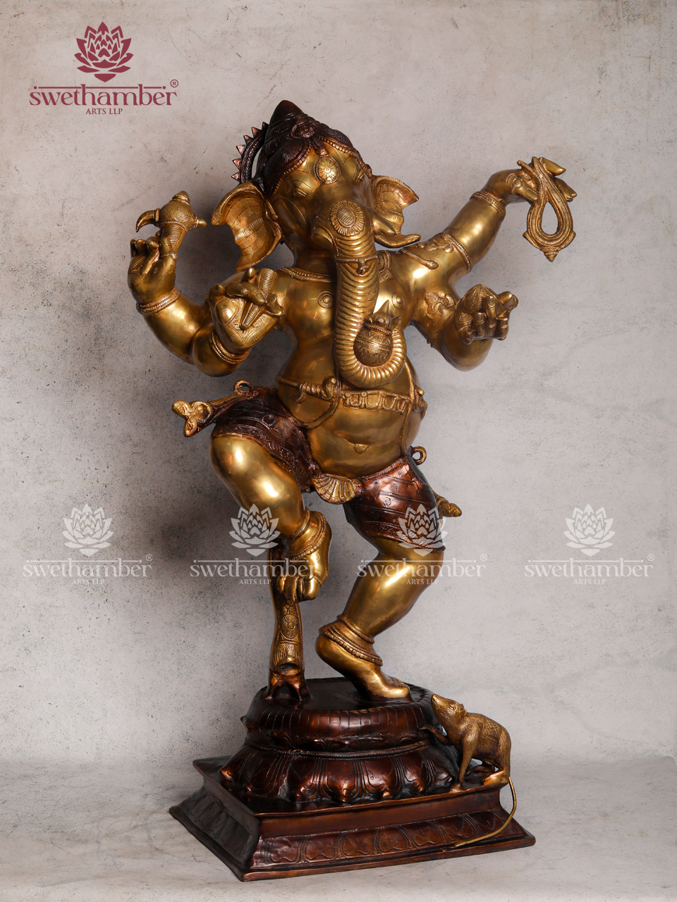 Lord Ganesha Brass Dancing Idol (Four-Armed Form)