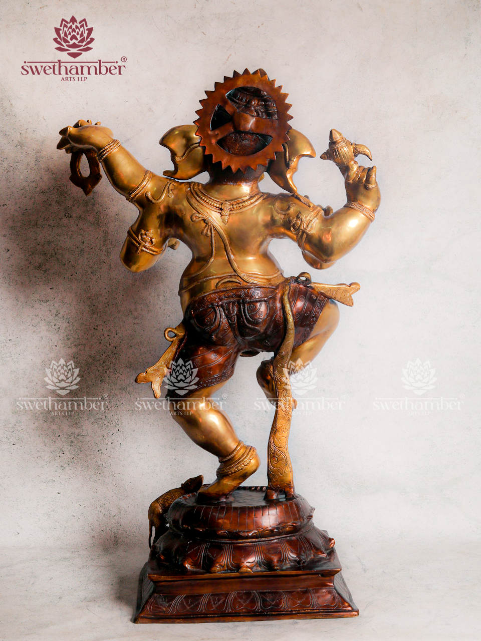 Lord Ganesha Brass Dancing Idol (Four-Armed Form)
