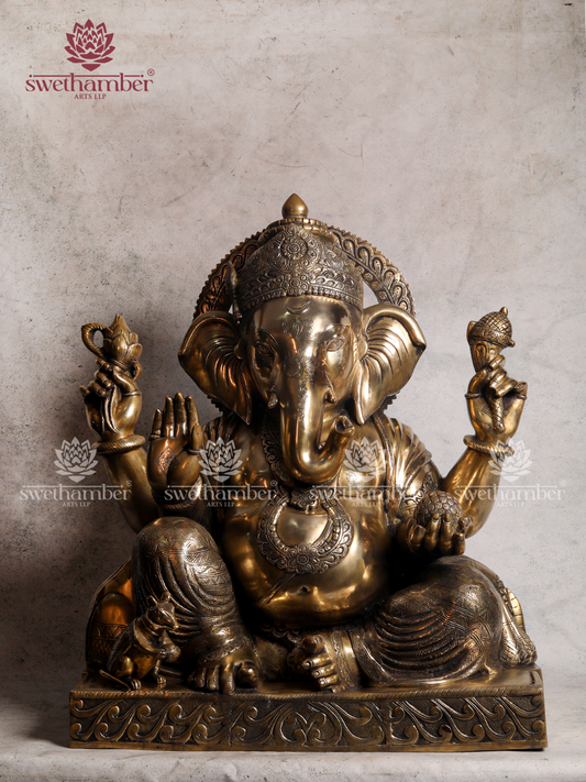 Premium Brass  Large Ganesha Idol for Pooja & Vastu