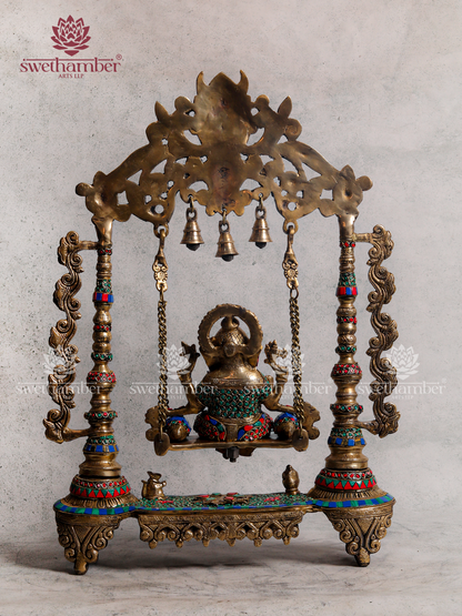 Brass Ganesha on Jhula Idol | Handcrafted Ganpati Swing Murti for Home & Pooja