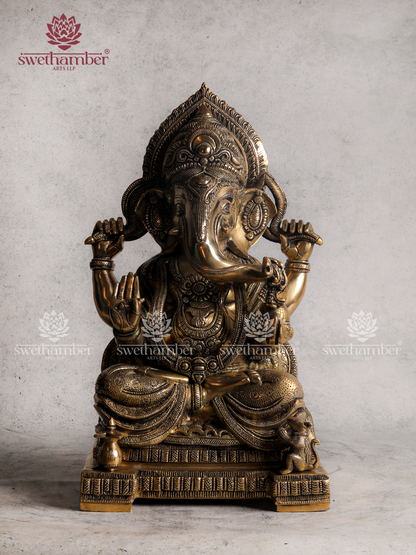 Padmasana Ganesha Idol | Lotus Sitting Ganpati Murti for Home Temple