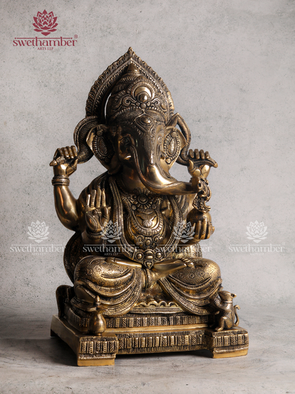Padmasana Ganesha Idol | Lotus Sitting Ganpati Murti for Home Temple