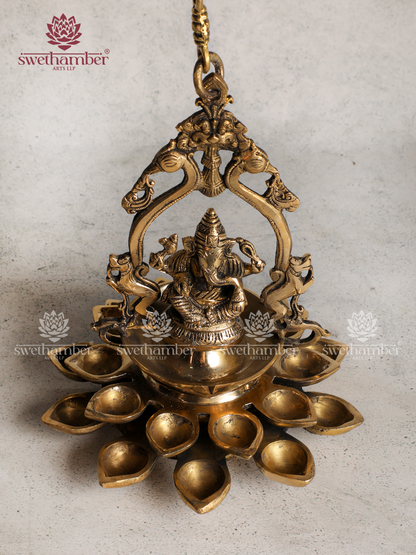 Ganesha Hanging Deepa Brass Lamp | Diwali & Temple Décor