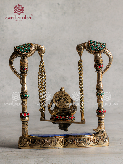 Brass Ganesha on Jhula Idol