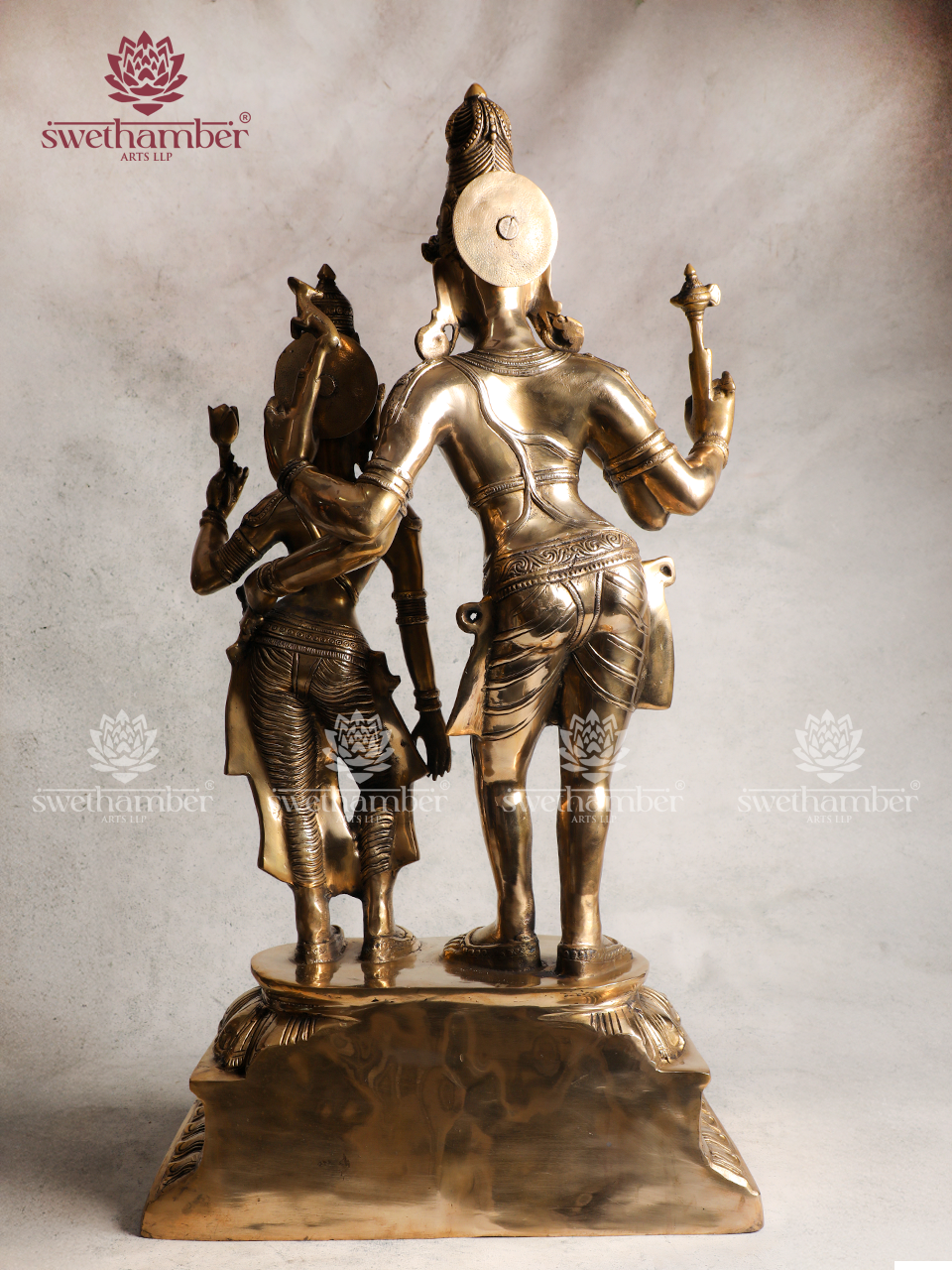Lord Shiva Parvati Standing Idol – One Peeta Brass Murti