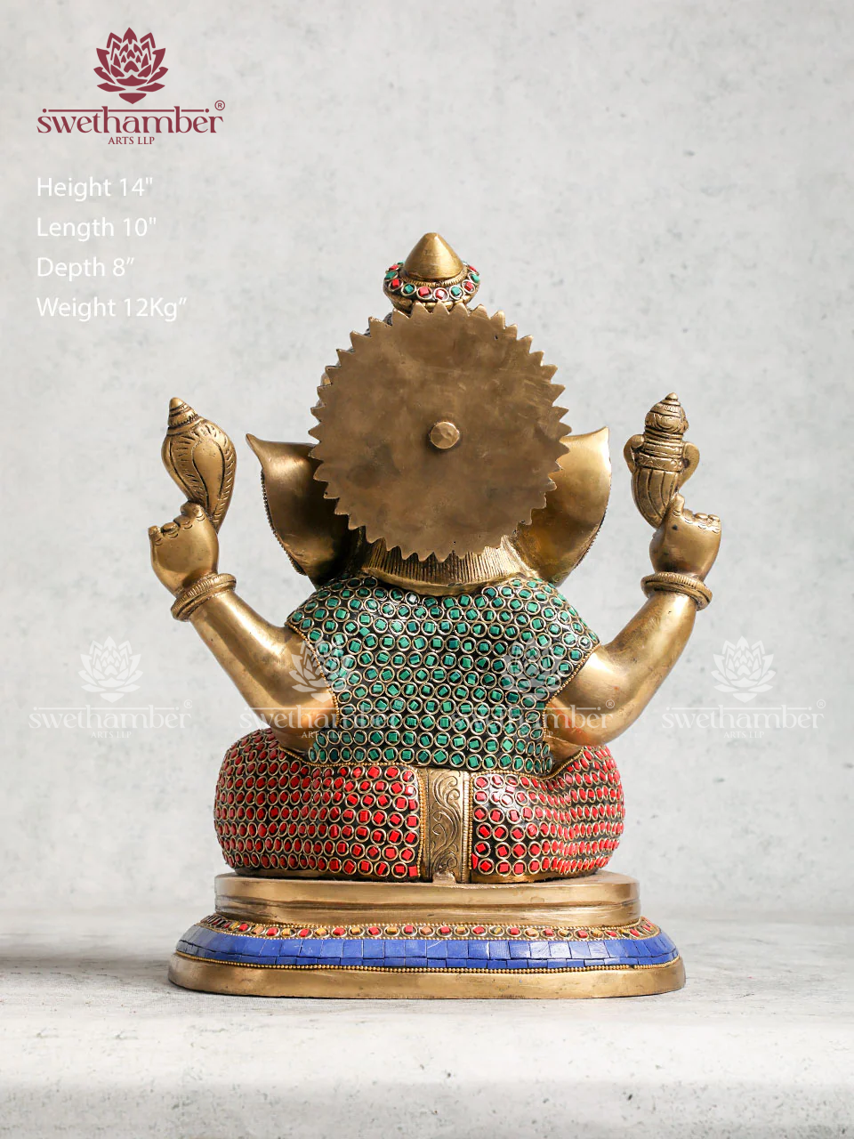 Brass Ganesha  Statue With Stone Work