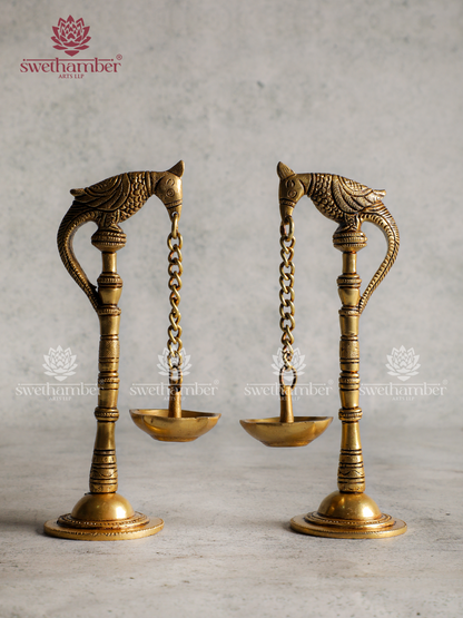 Brass Parrot Deepa Pair