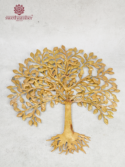 Brass Kalpavriksha Tree Wall Hanging | Lucky Tree of Life Decor